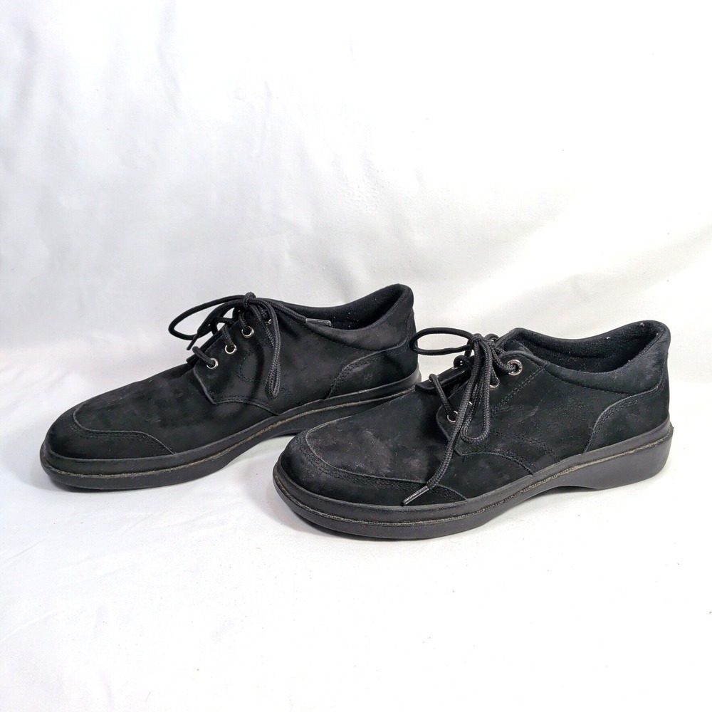 Easy Spirit Black Oxfords; Suede Lace Up Comfort Walking Shoes